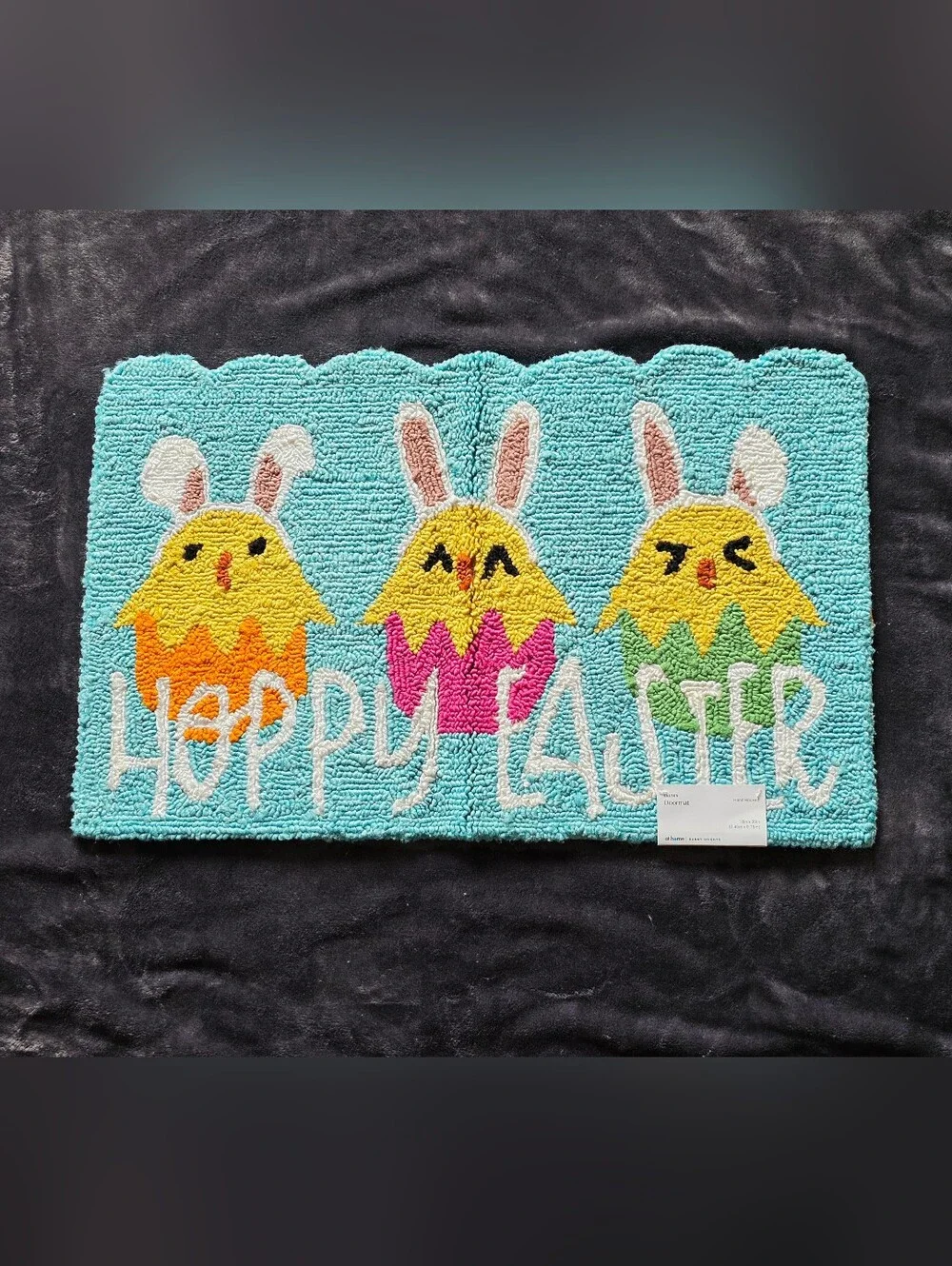 New Hoppy Easter Chicks Hook Accent Rug, 18x30, Home decor, blue, pink, yellow